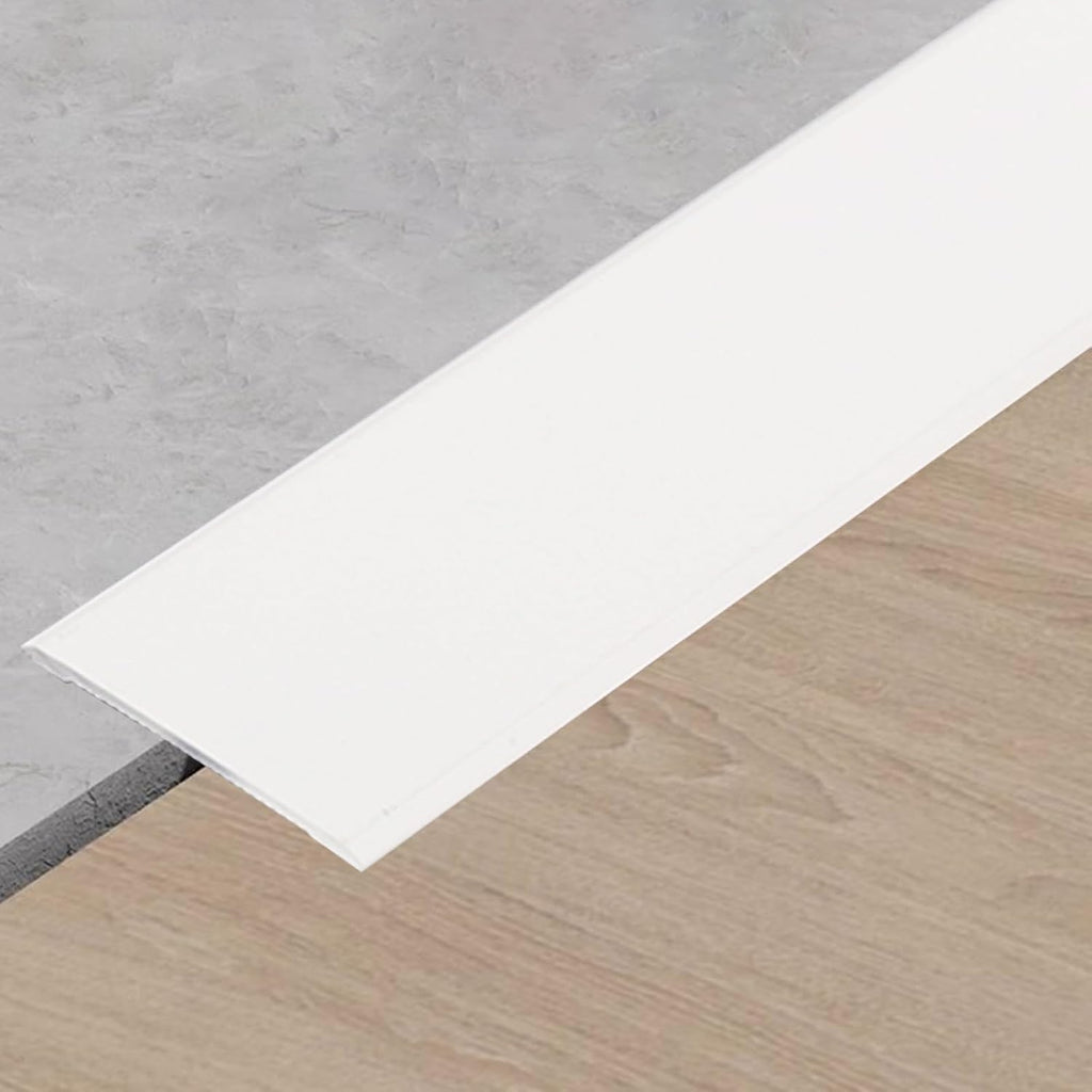 Aluminum Flat Doorway Threshold Strip, White Floor Edging Trim Strip Decor, Tile Wood Laminate Vinyl Floor Gap Covering Transition Strips(150cm (59'))