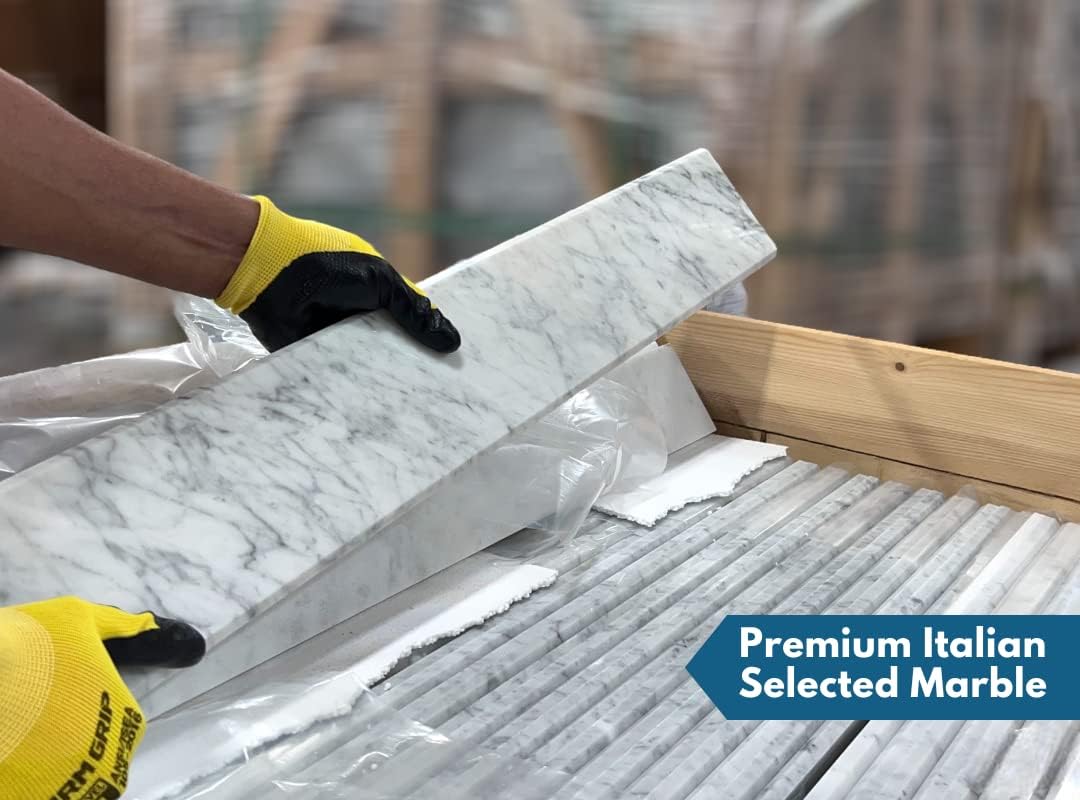 Italian White Carrara Honed Marble Threshold Double Bevel for Floor Transitions (4' x 48')