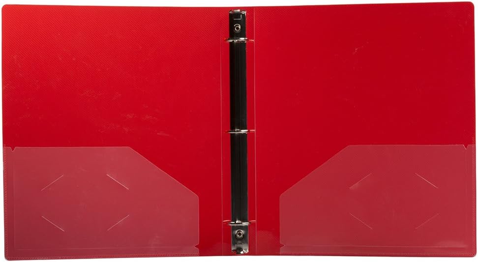 JAM PAPER Plastic 1 inch Binders - Red 3 Ring Binder - Bulk 24/Pack
