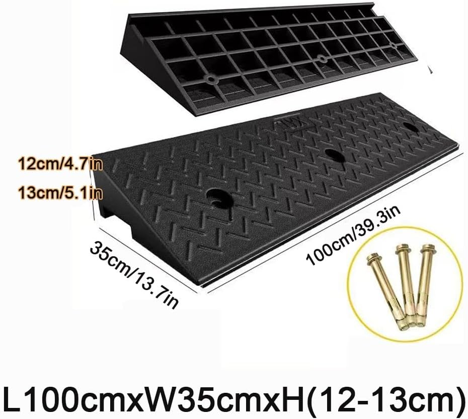 Driveway Ramps Rubber Curb Ramp Non-Slip Sidewalk Curb Ramps，2in 3in 4in 5in Rise Handicap Ramp，Heavy Duty Loading Ramps for Supermarket Factory Loading Dock(100x35x13cm/39.3x13.7x5.1in)