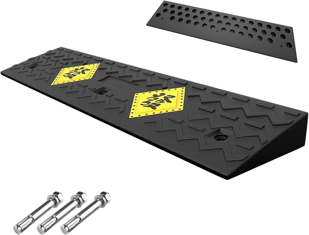 Auto Curb Ramps, Rubber Ramp, 1.6-5.9 In Rise Height Driveway Ramp, Door Threshold Ramp, for Driveway, Loading Dock, Sidewalk, Car, Scooter, Bike, Motorcycle, Wheelchair, Golf Cart(100*30*12c