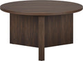 Henn&Hart 32' Round Pedestal Coffee Table for Living Room, Family Room, Office, or Apartment, Rich Brown
