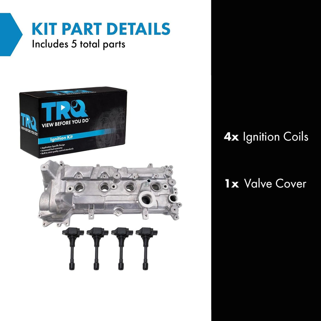 TRQ Ignition Coil Kit 5 Piece Compatible with 2012-2019 Nissan Versa 2014-2019 Versa Note