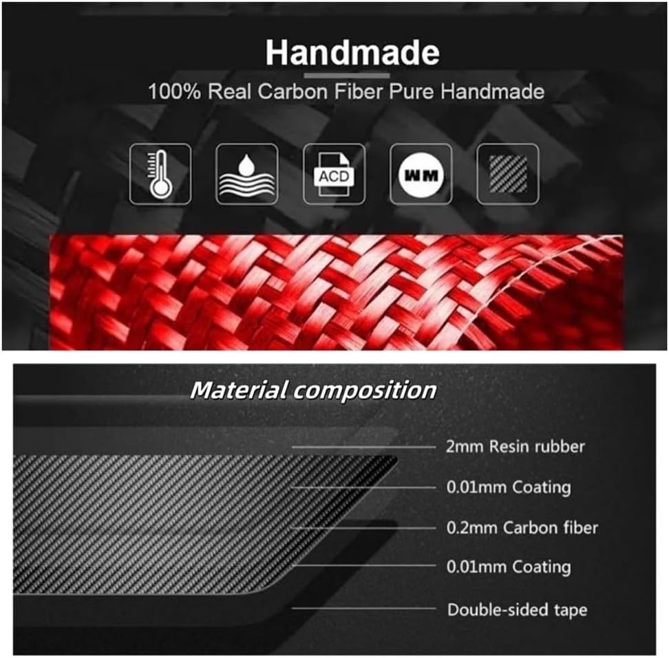 2pcs Car Roof Trim Trim on Both Sides Black&Red Color Carbon Fiber Decoration Compatible with Porsche 911 992 2019-2023 Models Car Accessories(Red Carbon Fiber)
