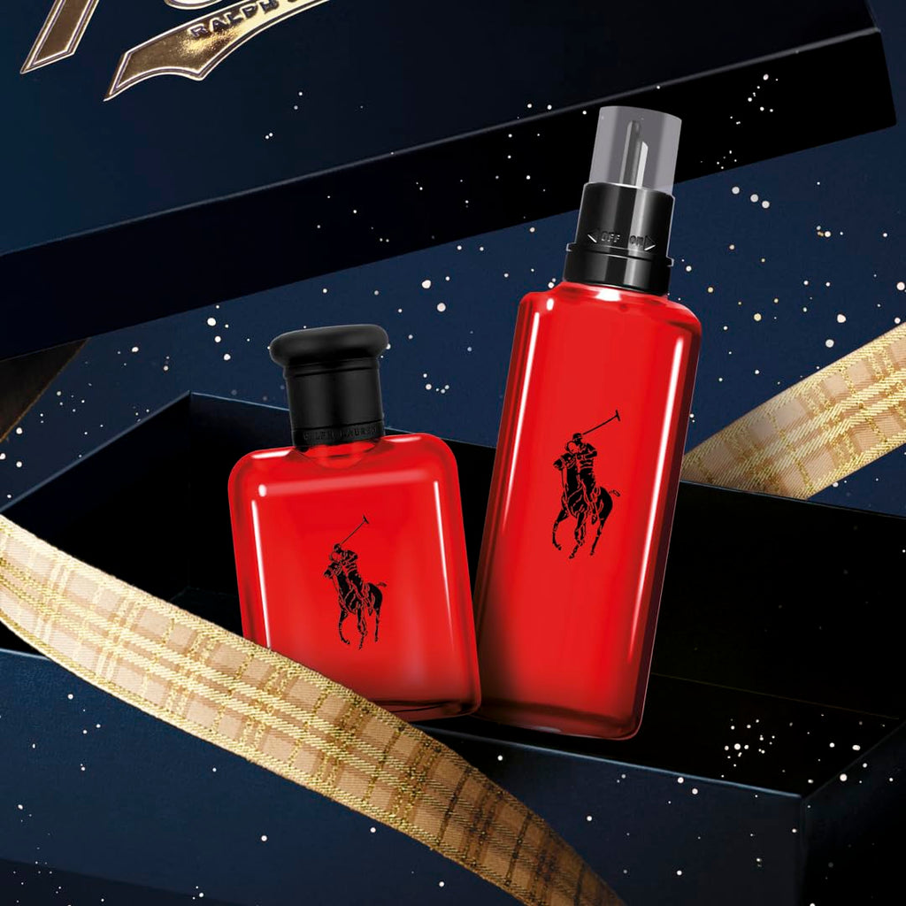 RALPH LAUREN FRAGRANCES - Polo Red - Eau de Toilette - Men's Cologne - Refillable Cologne Set - Woody & Spicy - With Grapefruit, Saffron, and Redwood - 2.5 Fl Oz Bottle & 5.1 Fl Oz