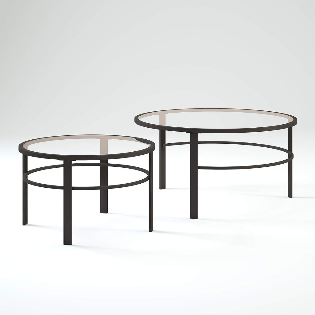 Henn&Hart Round Nested Coffee Table in Blackened Bronze, Coffee Table coffee tables for living room, studio apartment essentials, 36' Wide