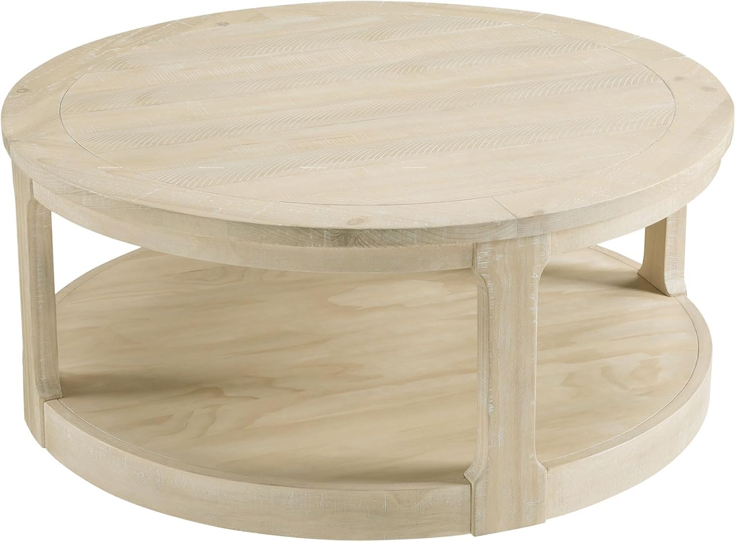 40'' Round Wood Coffee Table Circle Coffee Table with 4 Wheel for Living Room, Modern Retro Farmhouse Style, Easy Assembly, Oak/Wood(ø40'' x 17.52'')
