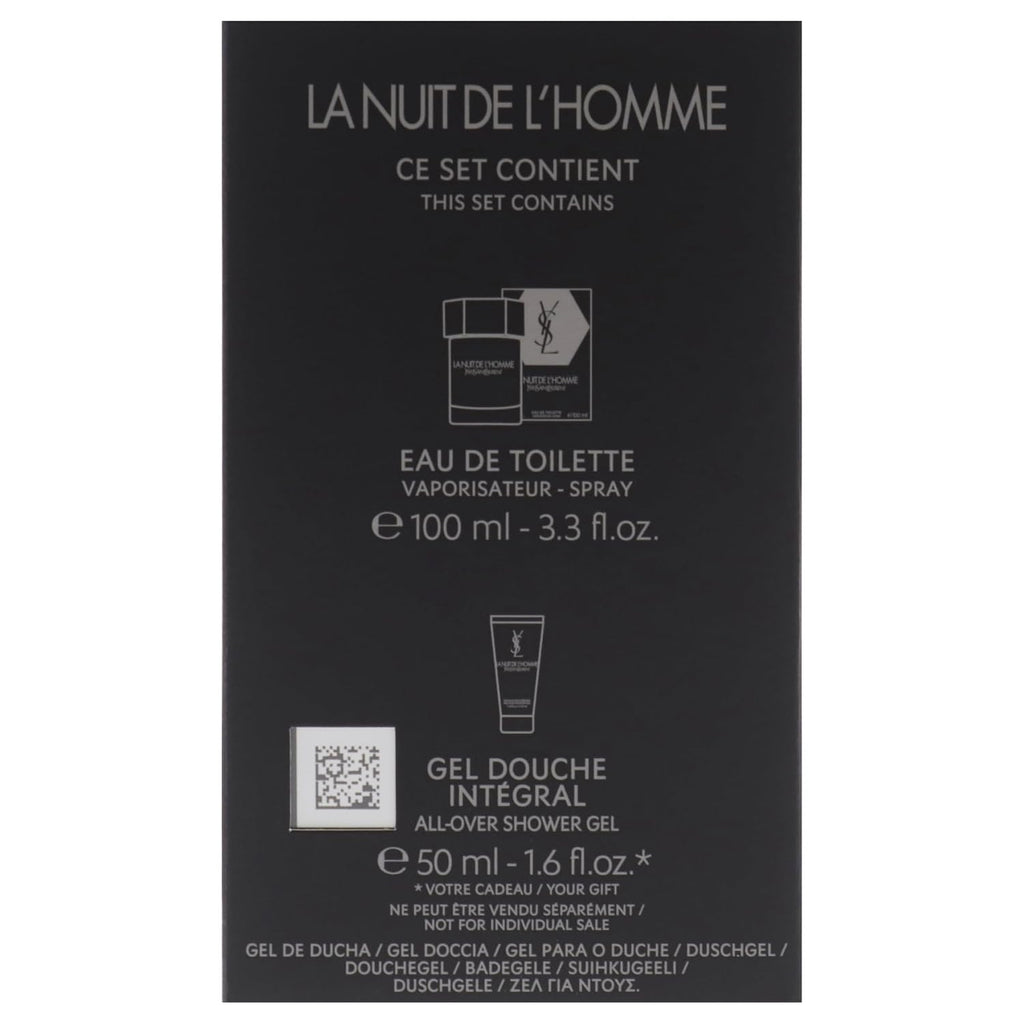 La Nuit De LHomme by Yves Saint Laurent for Men - 2 Pc Gift Set 3.3oz EDT Spray, 1.6oz Shower Gel