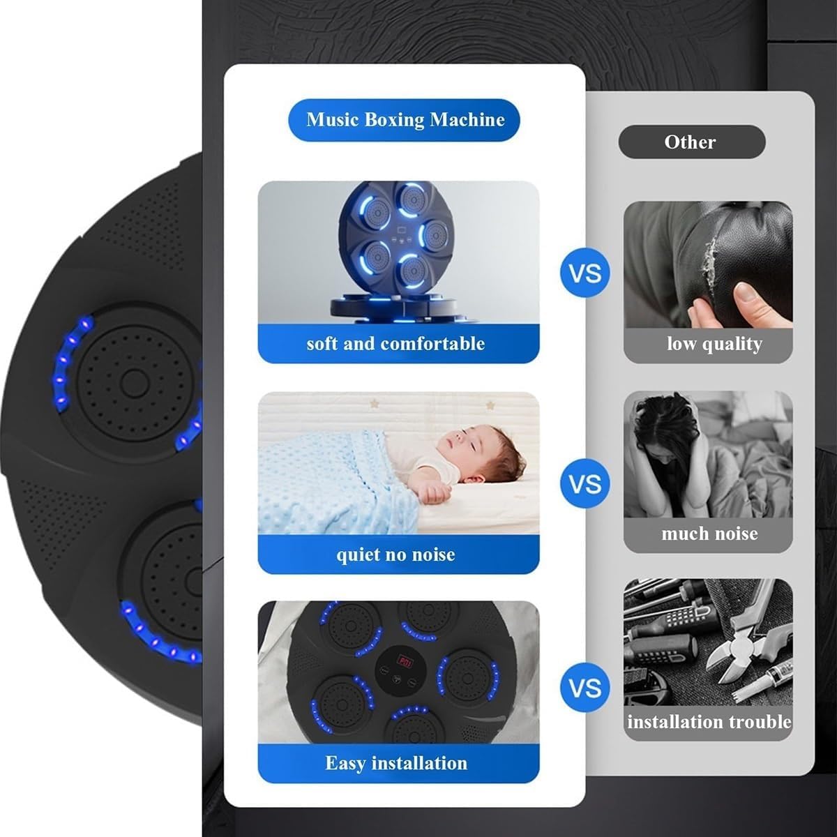 Electronic Music Boxing Machine Wall Mounted Boxing Machine with Music and Lights, Smart Boxing Training Equipment with Boxing Gloves