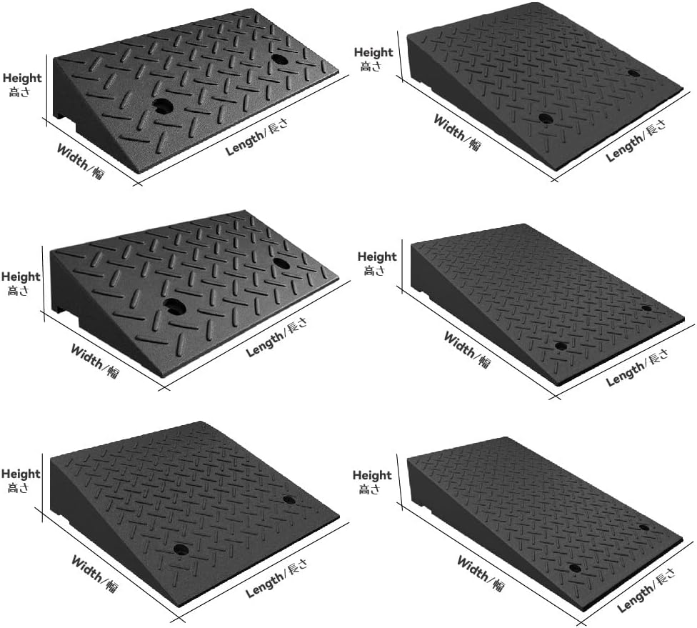 Portable Kerb Ramp Heavy Duty Rubber Curb Ramp Rise Height Threshold Ramp Driveway Ramps for Car Motorcycle Wheelchairs Scooter Bike Truck Forklifts(19.7x31.5x9.4in)