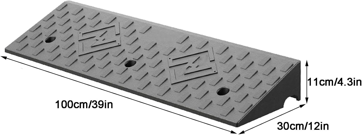 Curb Ramp, 1.6' to 8' Rise Threshold Ramps for Doorways, 22000lbs Heavy Duty, for Forklifts, Trucks, Buses, Cars, Wheelchairs, Bikes(100x30x11cm/39x12x4.3in)