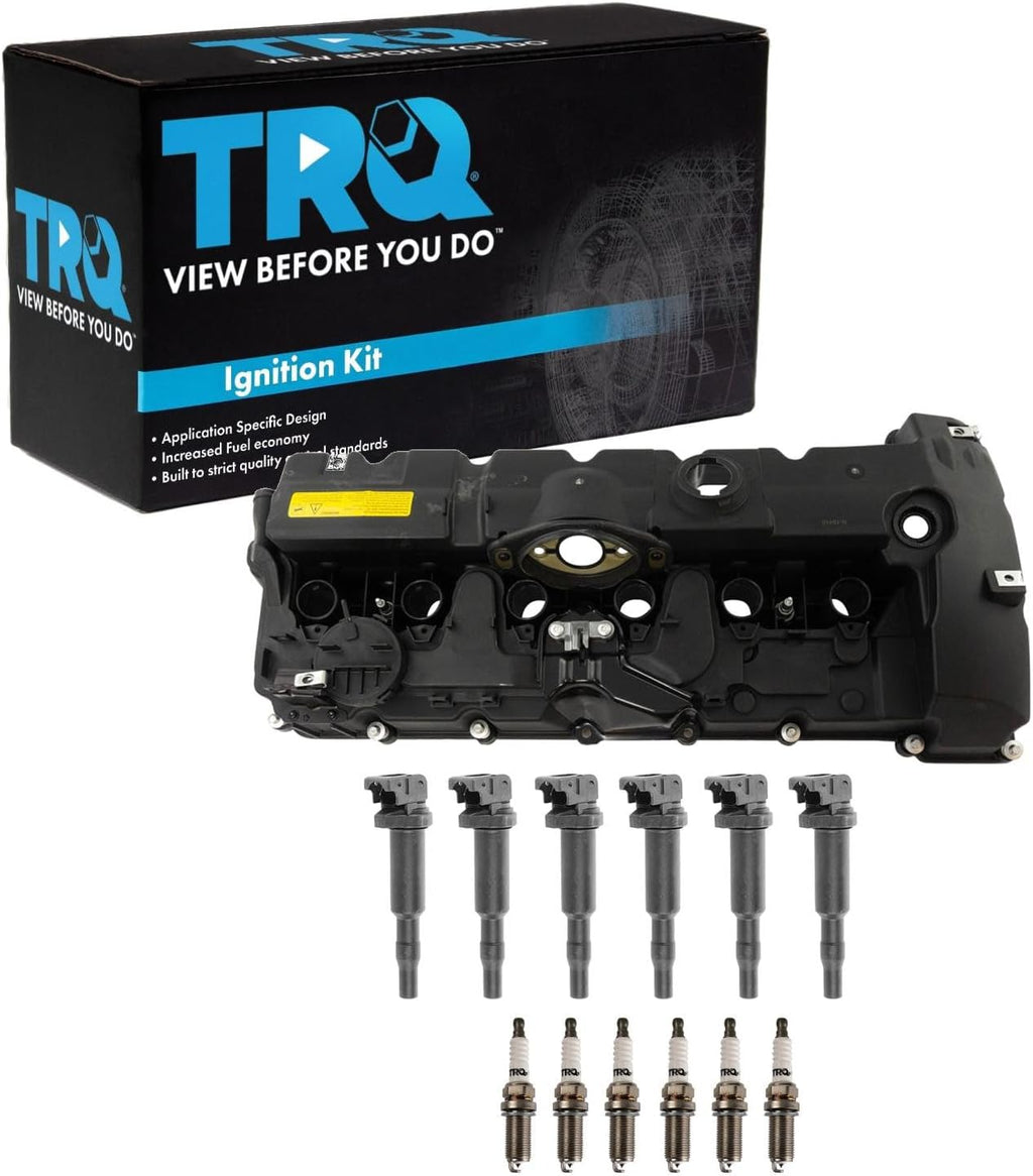 TRQ Ignition Kit Ignition Coil Spark Plugs Valve Cover Compatible with 2010-2013 BMW 128i 328i 328i xDrive 2010-2011 528i 2010 528i xDrive 2010-2012 X3 X5 Z4