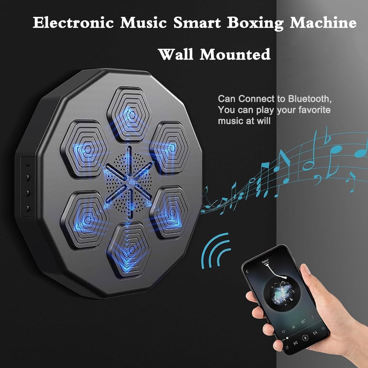 Boxing Machine with Music Home Wall Mount Punching Sports Equipment Portable Electronic Smart Focus Agility Training Target Punching Pads for Home Workout and Family Fun Gift
