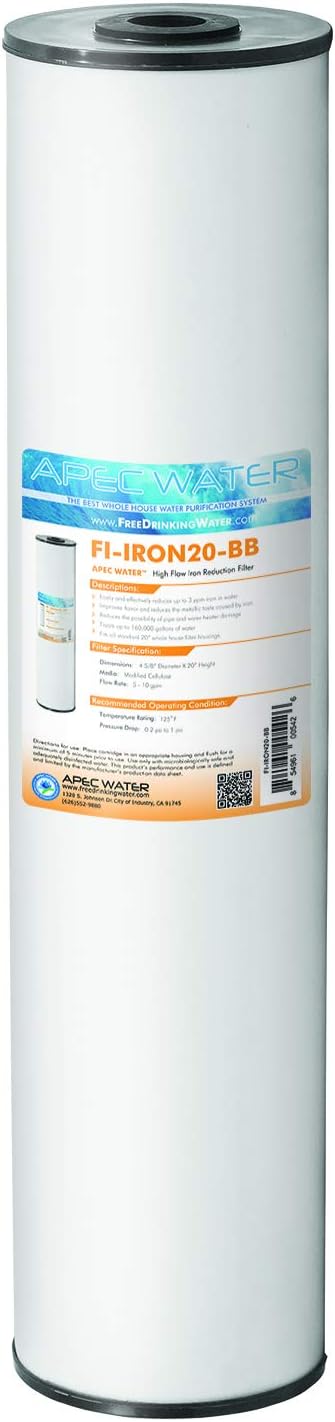 APEC Water Systems 20' Whole House BB Replacement Water Filter High Flow Iron Reduction (FI-IRON20-BB)
