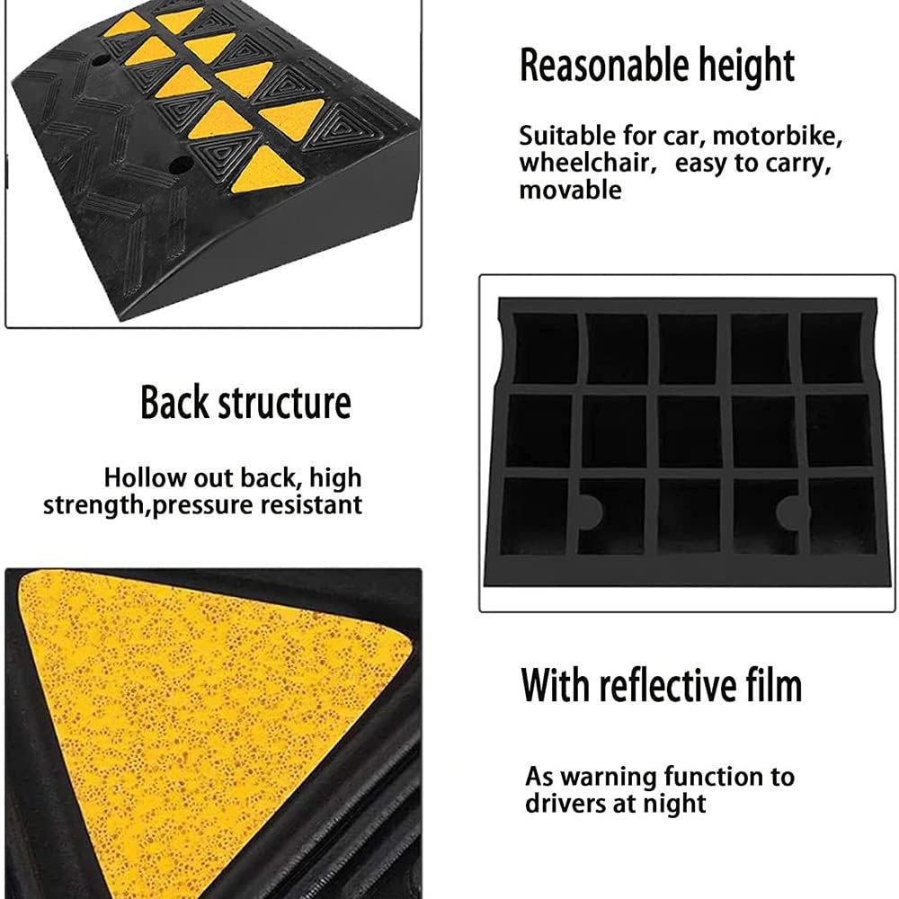 4' Rise Threshold Ramp Heavy Duty Driveway Curb Ramp -Slip Rubber Kerb Ramps Car Vehicle Wheelchair Door Step Ramp/Yellow/50 * 30 * 10.7Cm/20 * 12/4In ( Color : Yellow , Size : 50*28*7.7Cm/20*8/3In )