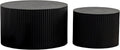 Nesting Coffee Table Set of 2 Wood Circle Drum Coffee Tables Set Contemporary Fluted Coffee Table Round Wooden Coffee Tables for Living Room & Small Space (Black, 27.5 +19.6in)