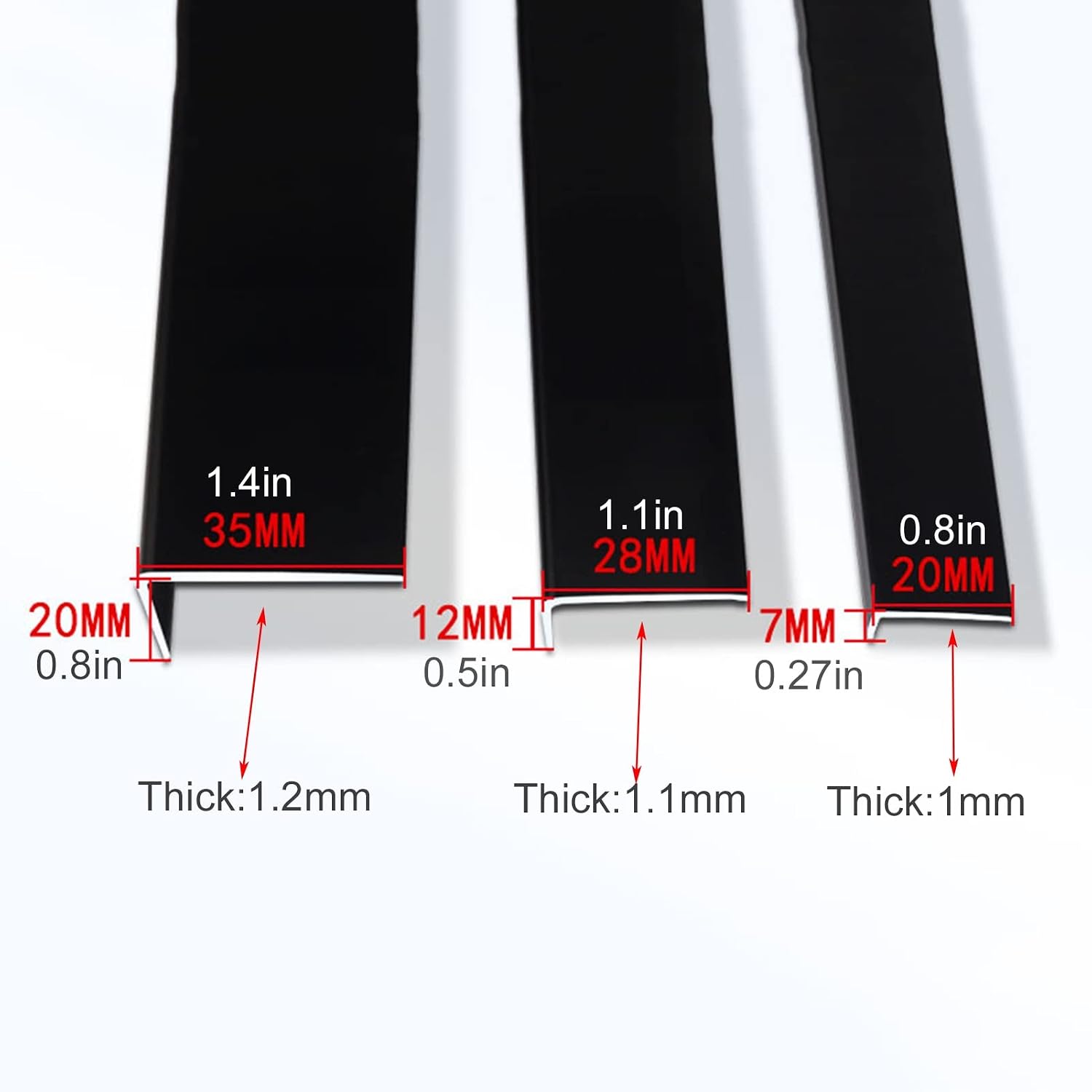 L-Shaped Corner Guard for Floor/Doorway, Aluminum Metal Waterproof Flooring Threshold Transition Strip, Stair Edging Trim Strip (Red Width 28mm(1.1'))