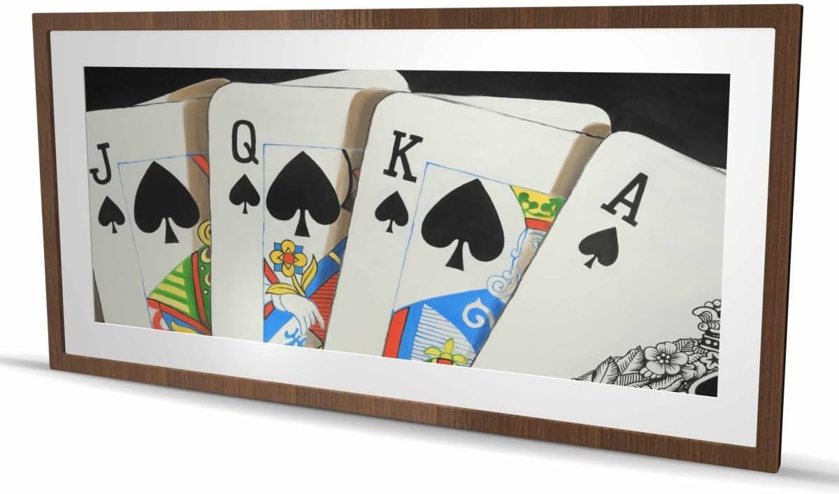 Begin Home Decor C1FM2448S8QXV7 24 x 48 in. Card Game Spades Royal Flush Closeup - Framed Matted Print