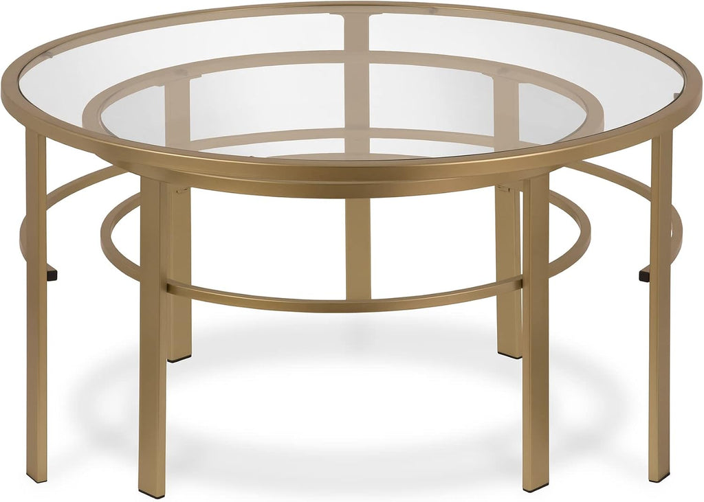 Henn&Hart Round Nested Coffee Table in Brass, Coffee Table coffee tables for living room, studio apartment essentials