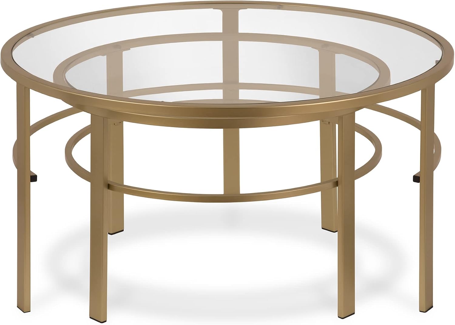Henn&Hart Round Nested Coffee Table in Brass, Coffee Table coffee tables for living room, studio apartment essentials