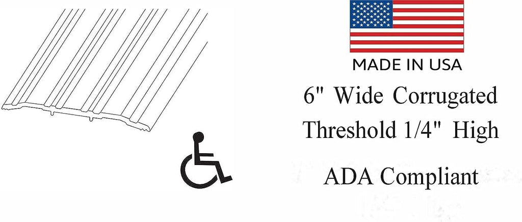 6' x 1/4' Fluted Aluminum Threshold – Dark Bronze | Heavy Duty 6 Inch Wide x 1/4 Inch High Door Saddle | Pre-Drilled Countersunk Holes, Screws Included, Cut to Size | Made in USA by Randall Mfg (6 FT)