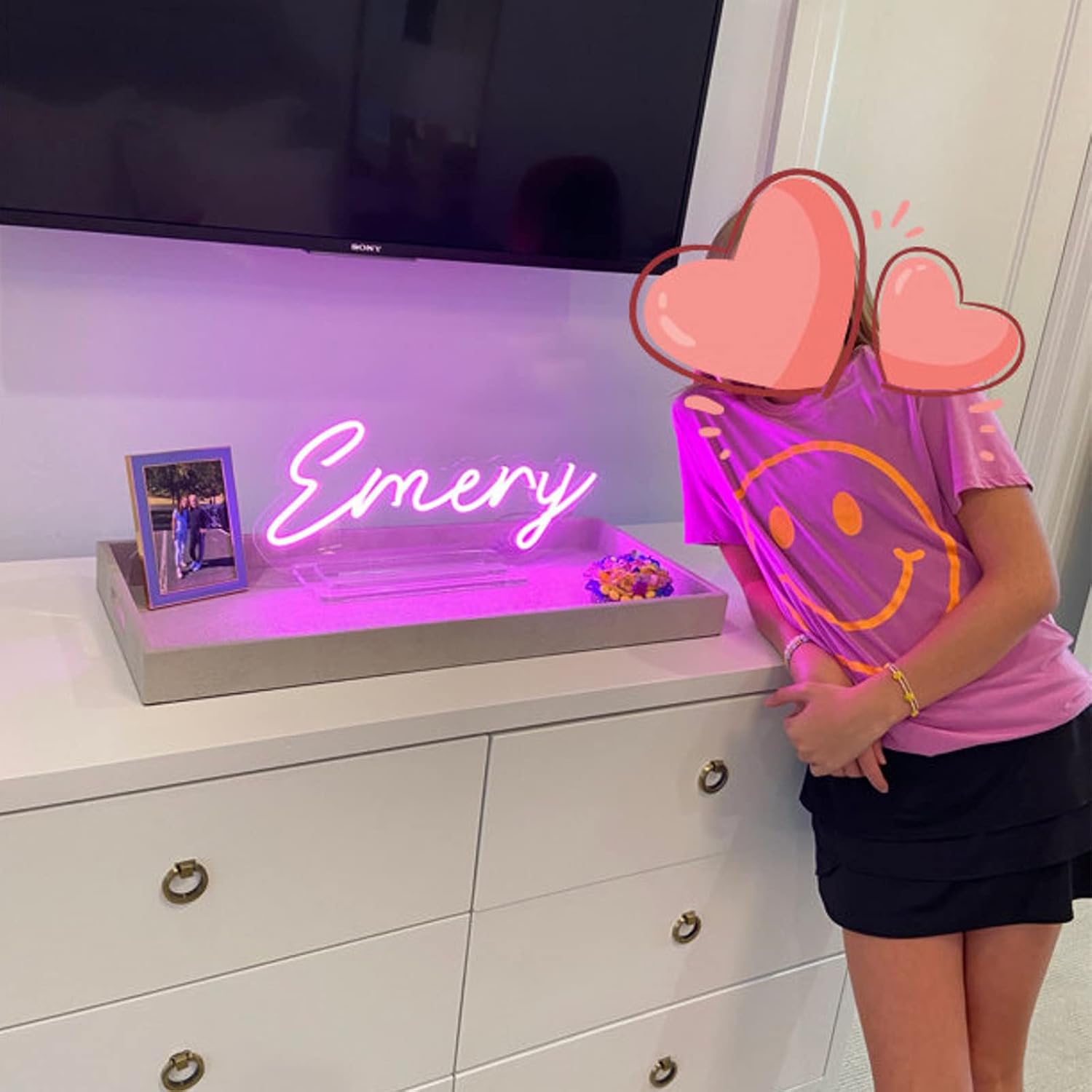 Personalized Neon Sign Tabletop, Custom Neon Sign with Stand, Custom Light Up Business Sign for Table, Wedding Bedroom Nursery Anniversary Party Home Bar Shop Salon Décor, Birthday Gift (1 Line, 20')