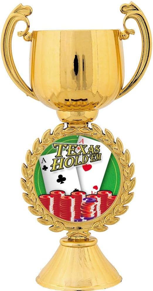 Crown Awards Personalized Poker Trophy, 7.25' Gold Cup Texas Hold Em Trophies with Free Custom Engraving