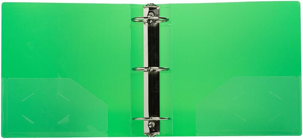 JAM PAPER Plastic 3 inch Binders - Green 3 Ring Binder - Bulk 10/Pack
