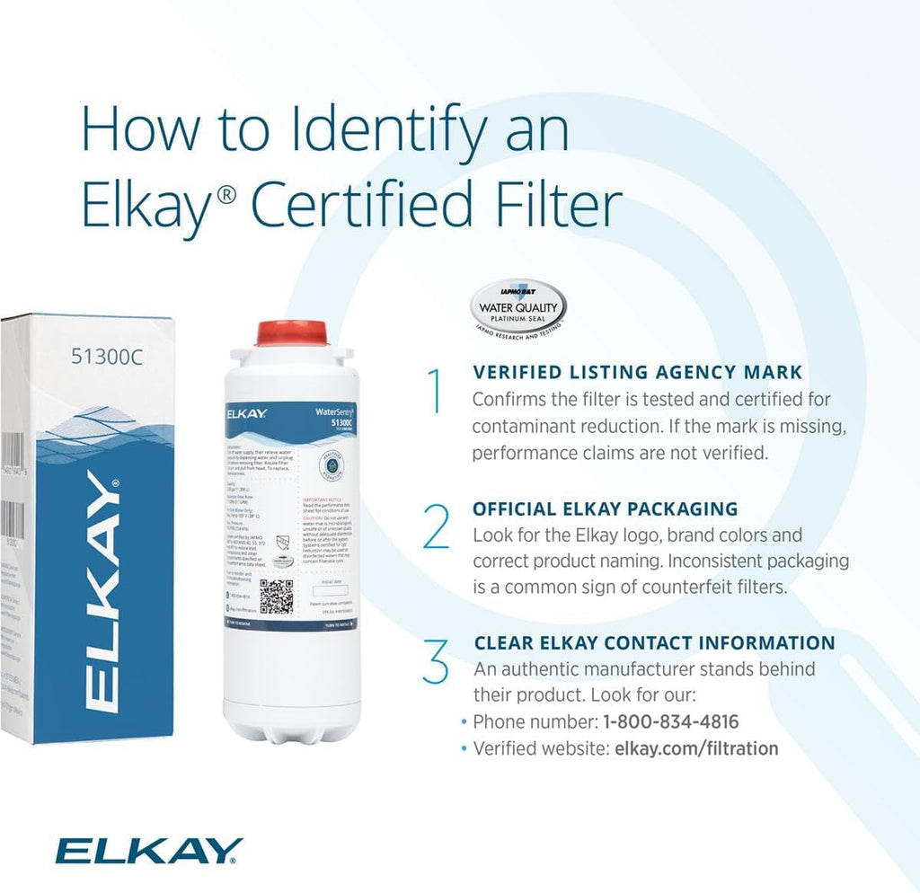 Elkay Genuine WaterSentry 51300C Lead + Microplastics NSF/ANSI Certified Filter (3-Pack)(Bottle Fillers)