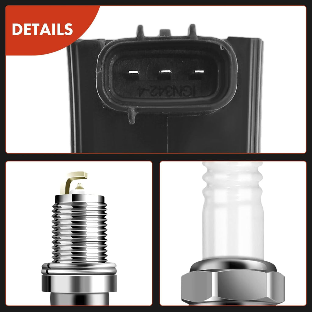 A-Premium Set of 6 Ignition Coil Pack and Iridium Spark Plugs Compatible with Suzuki Grand Vitara 2006-2008, 2.7L