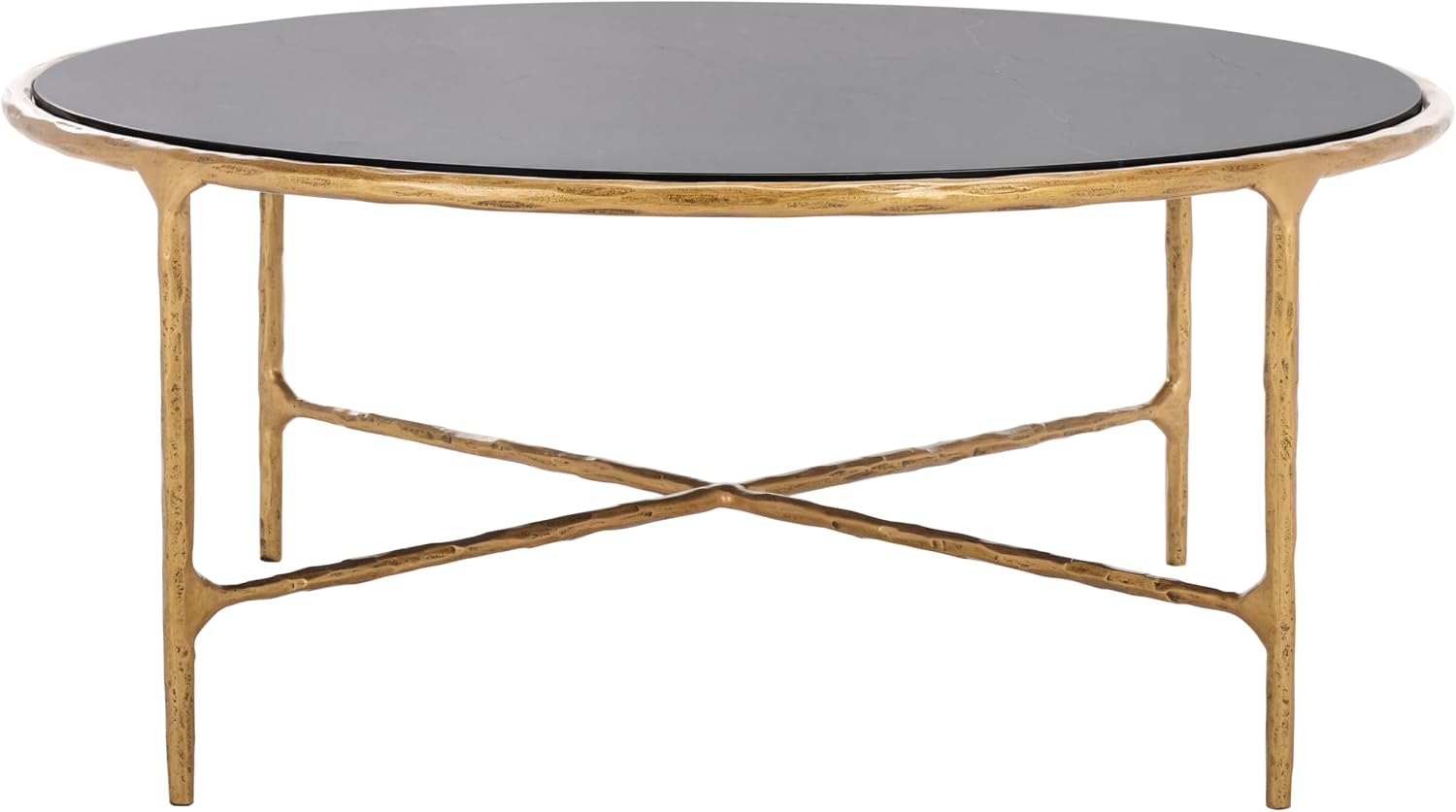SAFAVIEH Couture Collection Jessa Brass Base & Black Marble Top Round Coffee Table, Fully Assembled