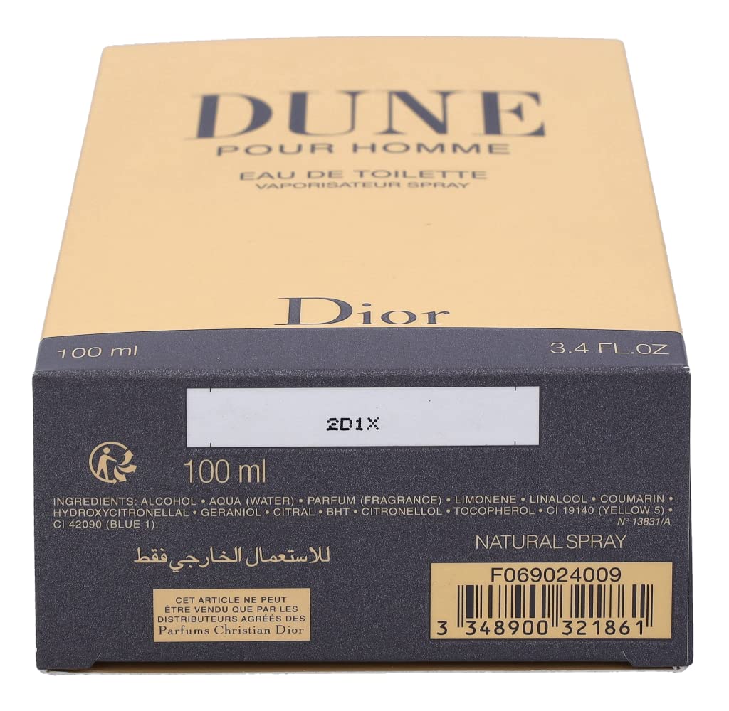 Dune By Christian Dior For Men. Eau De Toilette Spray 3.4 Oz