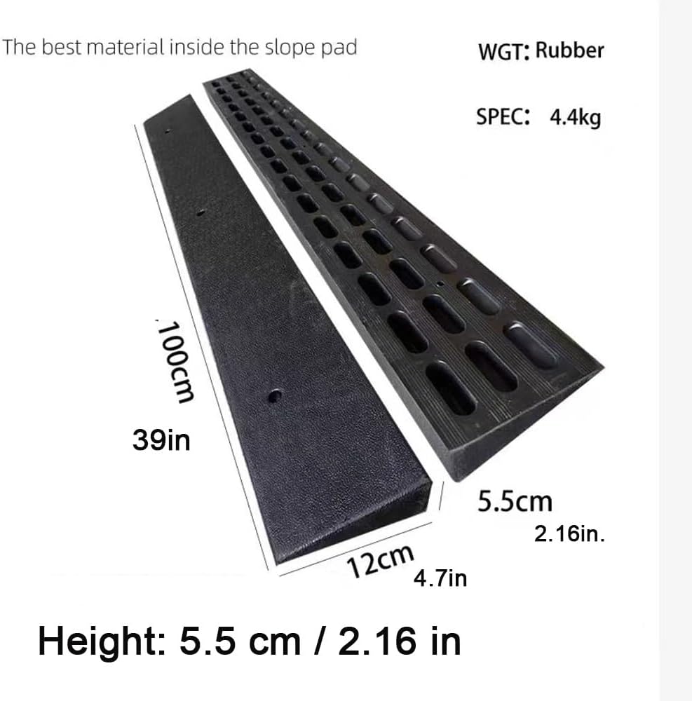 Portable Threshold Ramps For Doorways，Small Steps Curb Ramp，Power Wheelchair Scooter Threshold Ramp Black Heavy-Duty Door Ramp Mat，Entry Ramp Sturdy Rubber(Height: 5.5cm/2.16in)