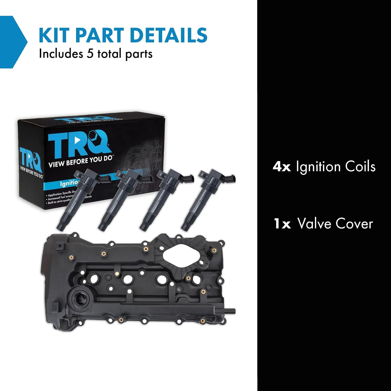 TRQ Ignition Coil Kit 5 Piece Coil on Plug Compatible with 2011-2014 Hyundai Sonata 2013-2015 Santa Fe Sport 2011-2015 Kia Optima