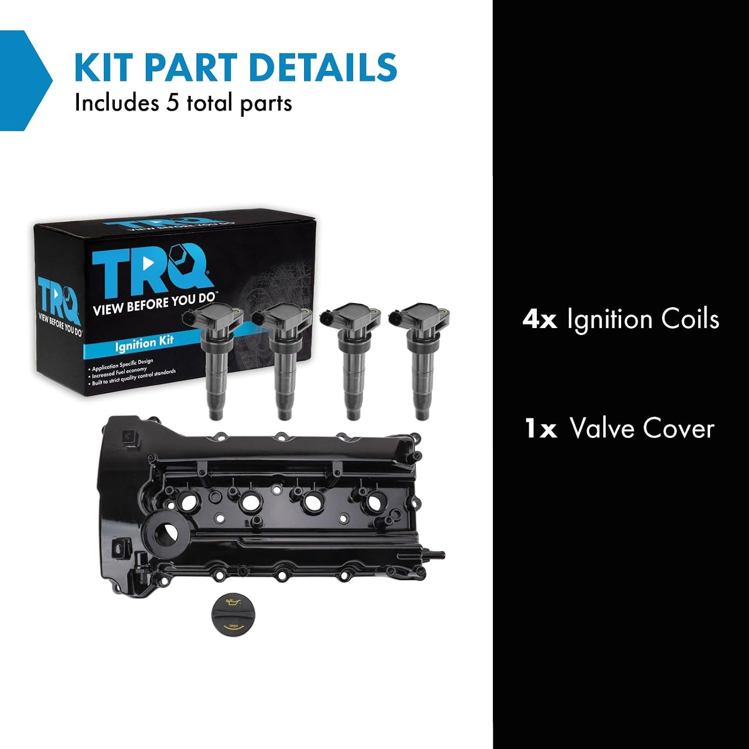 TRQ Ignition Coil Kit 4 Piece Compatible with 2011-2014 Hyundai Sonata 2011-2013 Tucson 2010-2013 Kia Forte Forte Koup 2011-2015 Optima Sportage