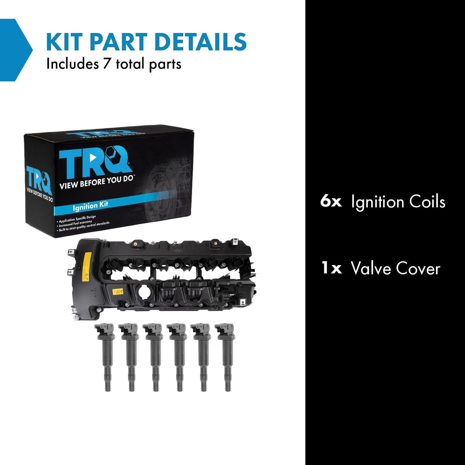 TRQ Ignition Coil Kit 7 Piece Valve Cover Compatible with 2007-2010 BMW 335i 335xi 2008-2010 135i 2008 535i 535xi 2009-2010 535xi 2011-2013 335is 2011-2012 740i 2011-2016 Z4