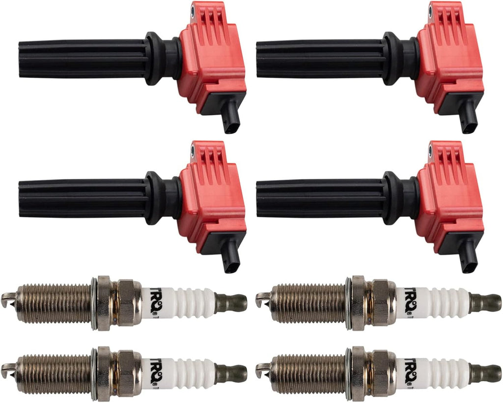 TRQ Ignition Coil and Spark Plug Kit 8 Piece Iridium Spark Plugs Compatible with 2017-2018 Fusion 2018-2021 EcoSport