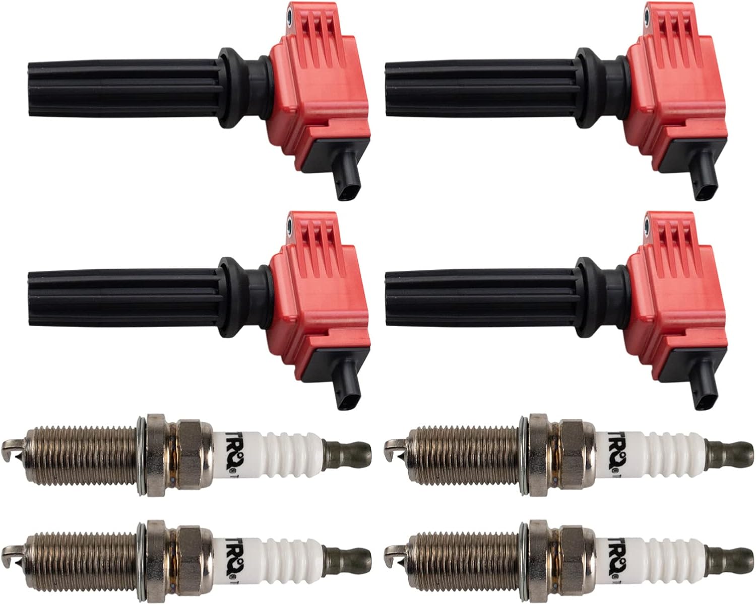 TRQ Ignition Coil and Spark Plug Kit 8 Piece Iridium Spark Plugs Compatible with 2017-2018 Fusion 2018-2021 EcoSport