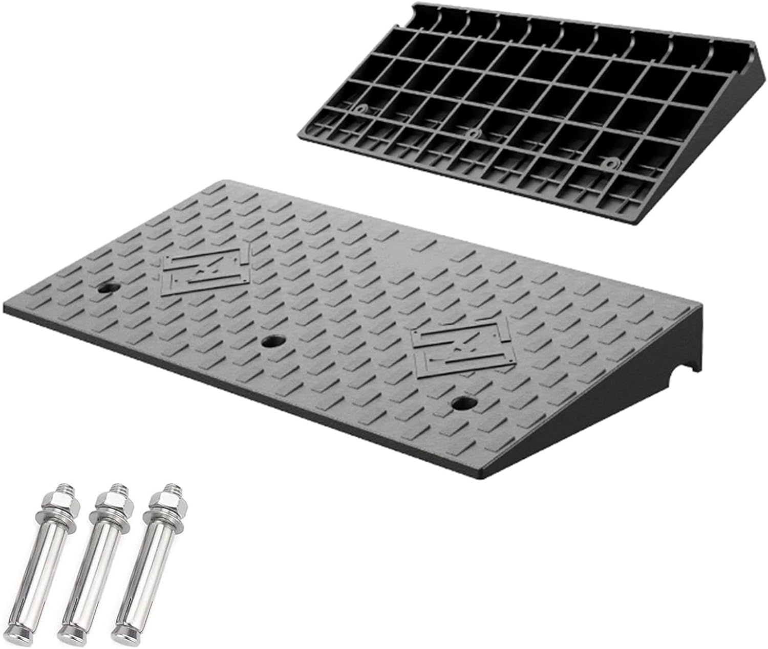 Curb Ramp, 1.6' to 8' Rise Threshold Ramps for Doorways, 22000lbs Heavy Duty, for Forklifts, Trucks, Buses, Cars, Wheelchairs, Bikes(100x50x19cm/39x19.7x7.5in)