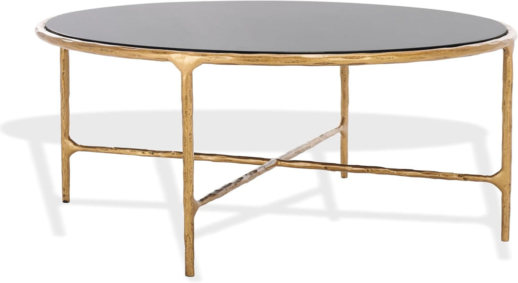 SAFAVIEH Couture Collection Jessa Brass Base & Black Marble Top Round Coffee Table, Fully Assembled