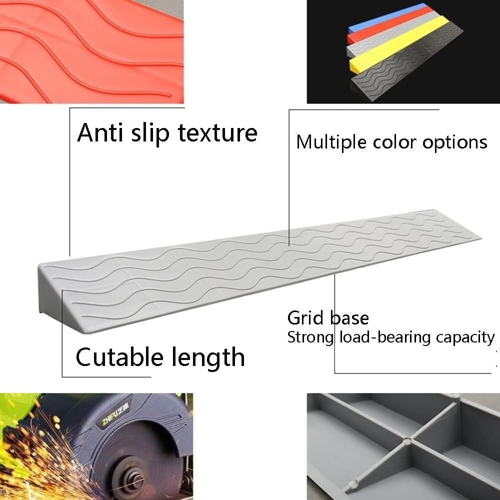 Threshold Ramp for Wheelchair Access - 39' Wide Non-Slip Rubber Curb Ramp for Home Steps and Doorways, 1.2' Rise, Textured Surface (Yellow, 99 x 10 x 3cm)