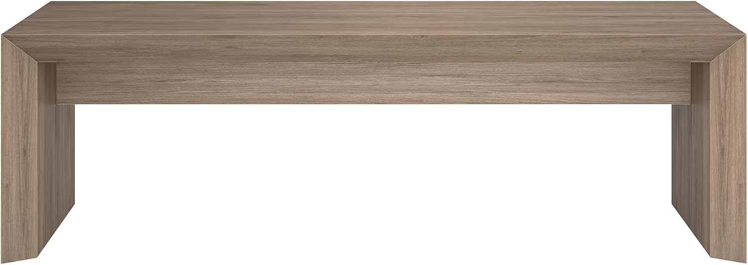 Henn&Hart 48' Rectangular Low-Profile Coffee Table for Living Room, Family Room, or Office, Weathered Gray