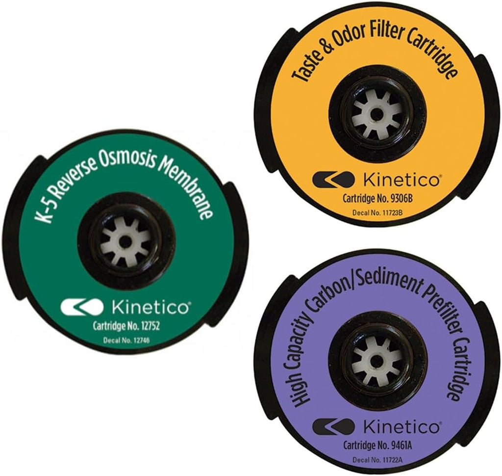 Kinetico K5 systems, 3 cartridge set (Part No. 9461 PURPLE, 9306 ORANGE & 12752 GREEN RO)