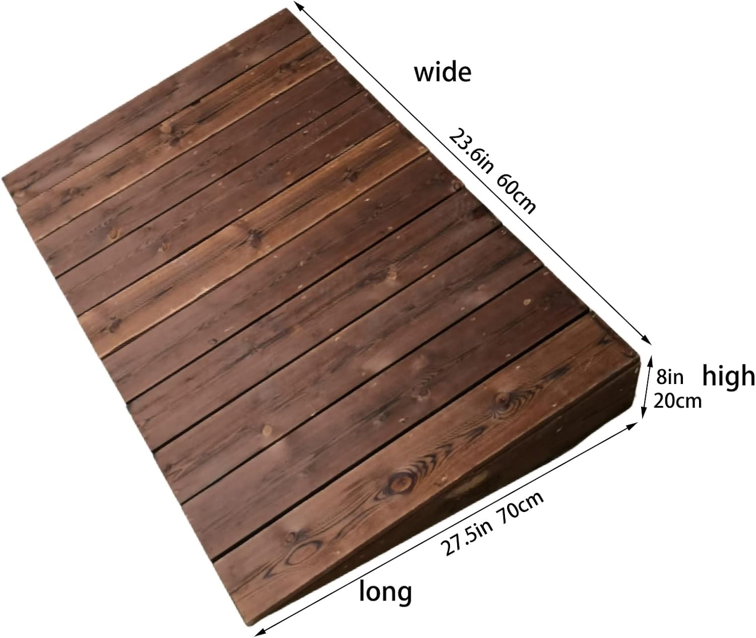 4' 7' 8' 10' 12' Rise Rustic Wood Threshold Ramp for Home/Front Door/Yard/Doorways, Wheelchairs Walkers Car Motorcycle Entry Steps Transition Ramp, (Size : 23.6x27.5x8in/60x70x20c