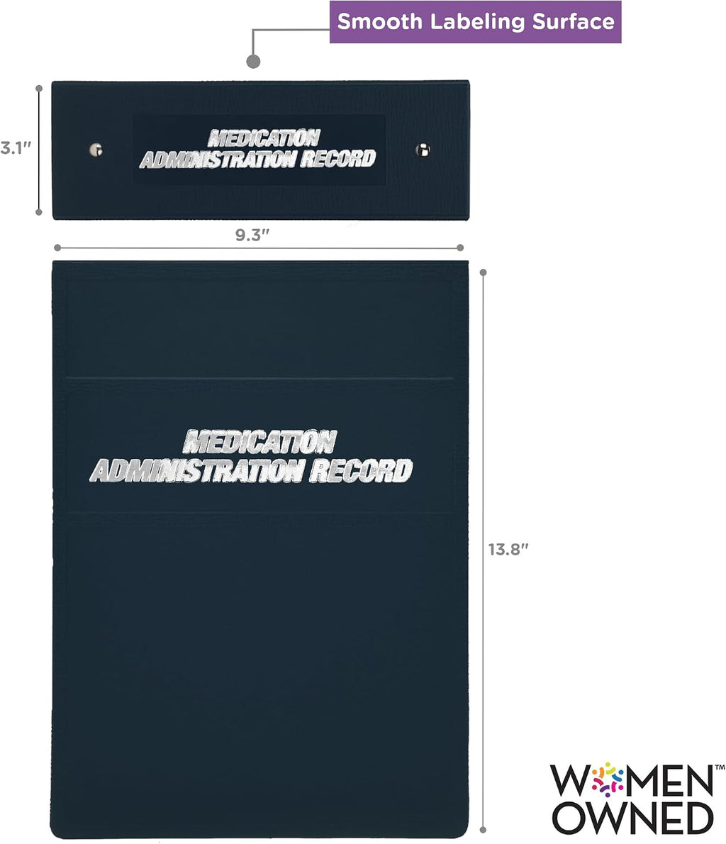 Carstens 3-Inch Heavy Duty Round Ring Binder for Medication Administration Records – Top Opening, Navy Blue, Case of 12, Durable Plastic, No Pockets, Holds 400 Letter Sheets, Made in USA (1796-3RCS)