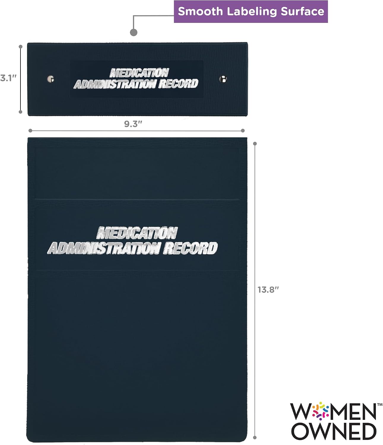 Carstens 3-Inch Heavy Duty Round Ring Binder for Medication Administration Records – Top Opening, Navy Blue, Case of 12, Durable Plastic, No Pockets, Holds 400 Letter Sheets, Made in USA (1796-3RCS)