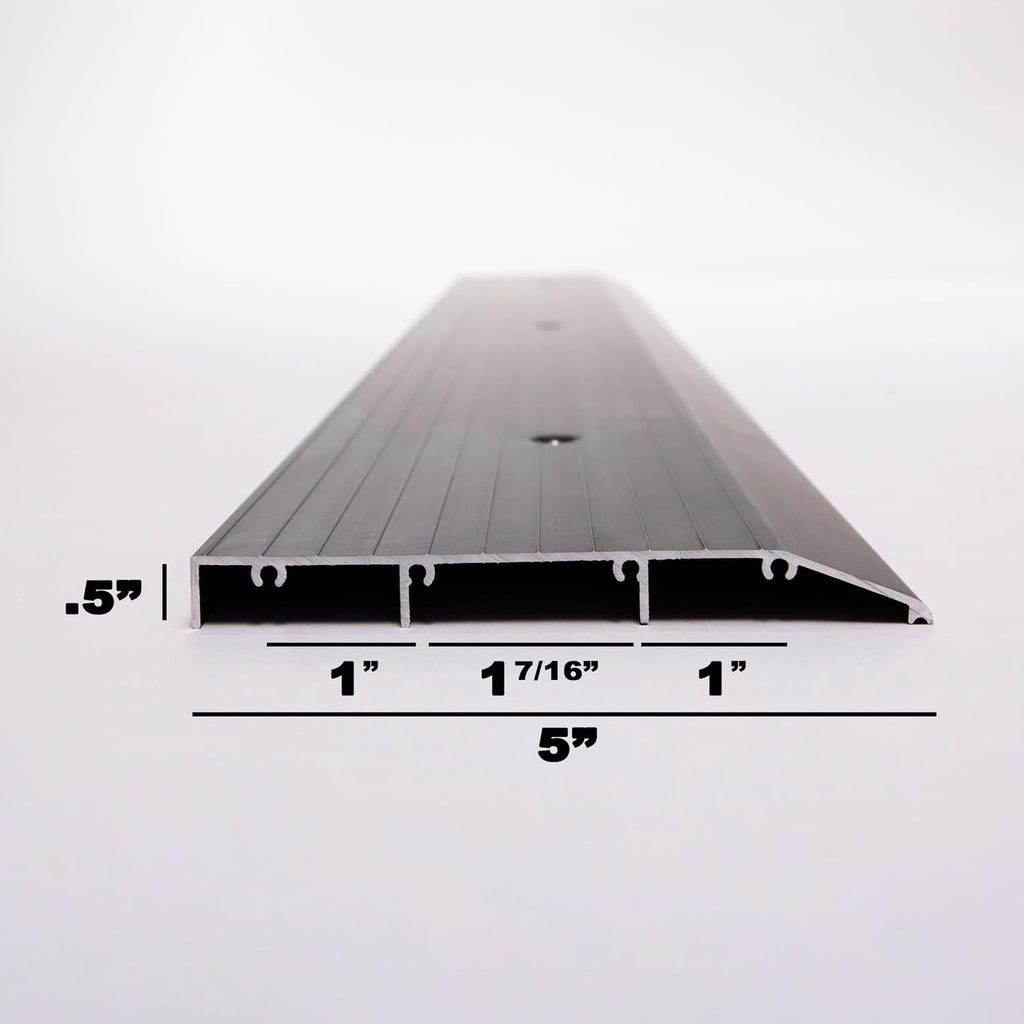 ADA Tile Saddle Threshold Aluminum ADA Compliant Door Saddle for Tile Floors – 1/2' Height – 5-1/2' or 6-1/2' Wide – Prehung Ready, Top Screw Holes Commercial-Residential (48'x 5')