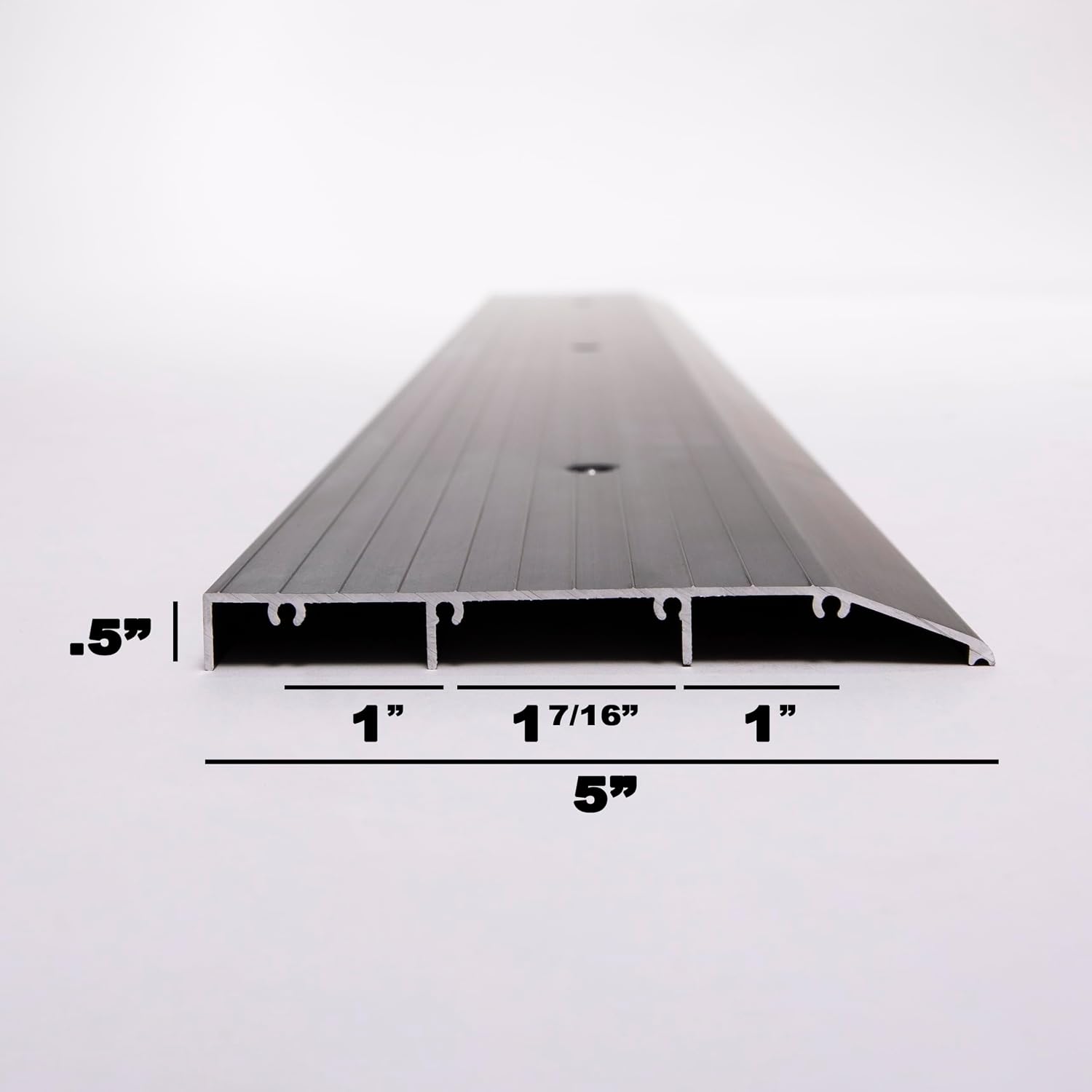 ADA Tile Saddle Threshold Aluminum ADA Compliant Door Saddle for Tile Floors – 1/2' Height – 5-1/2' or 6-1/2' Wide – Prehung Ready, Top Screw Holes Commercial-Residential (48'x 5')