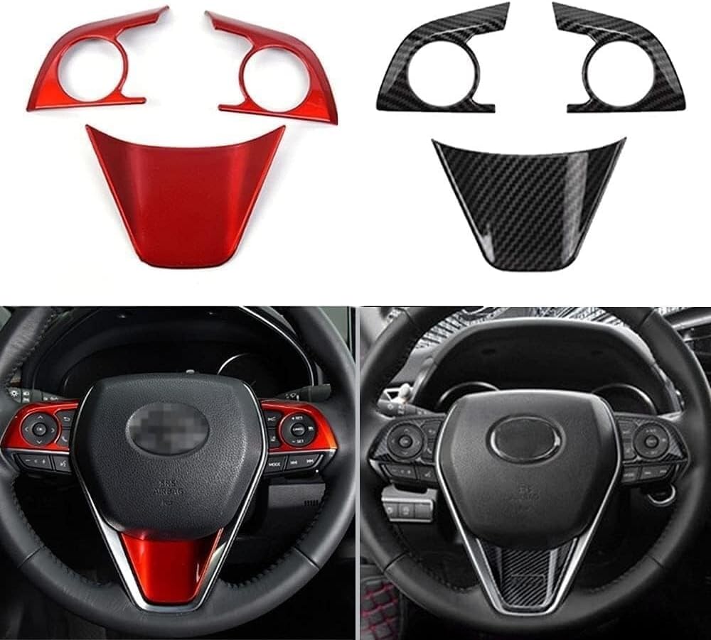 For Toyota Camry LE SE XLE XSE 2018 -2020 Models Carbon Fiber Black plastics ABS Full Set of Car Interiors Instrument Panel Center Console Trim Air Outlet Steering Wheel Cover Car Accessories 10pcs