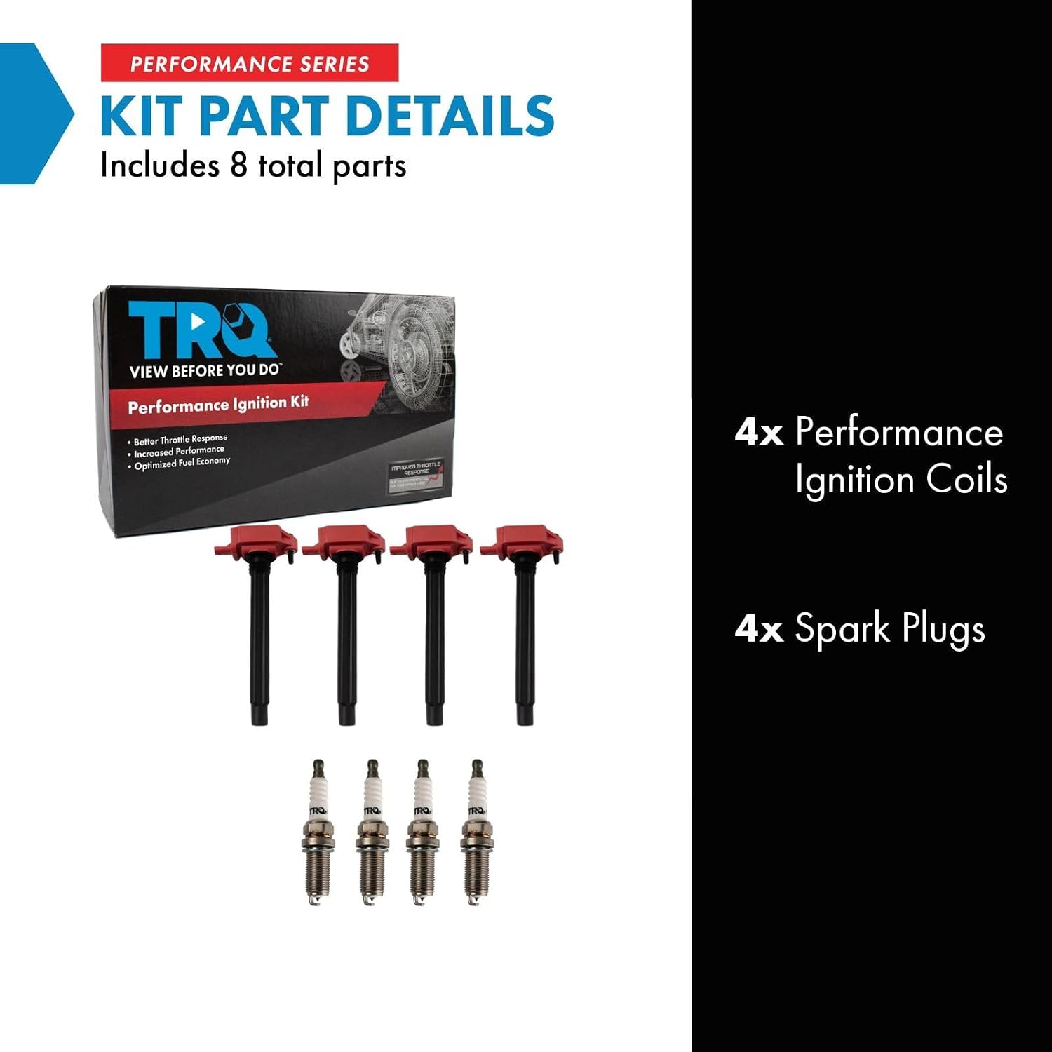 TRQ Ignition Coil & Spark Plug Kit 8 Piece Iridium Spark Plugs Compatible with 2014-2016 Dodge Dart 2015-2017 Chrysler 200 2014-2021 Jeep Cherokee Renegade Compass 2015-2021 Ram ProMaster City